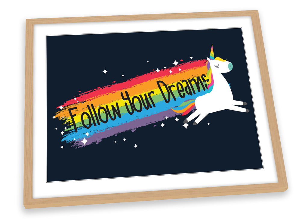 Unicorn Follow Your Dreams Multi-Coloured Framed