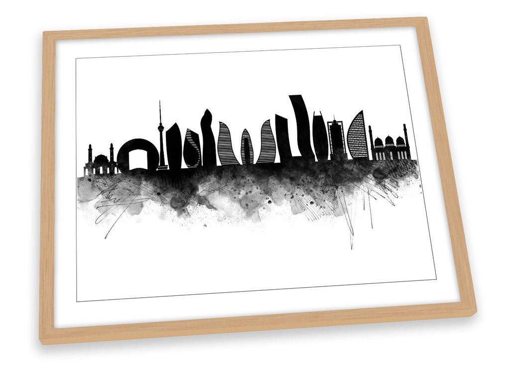 Baku Abstract City Skyline Black Framed