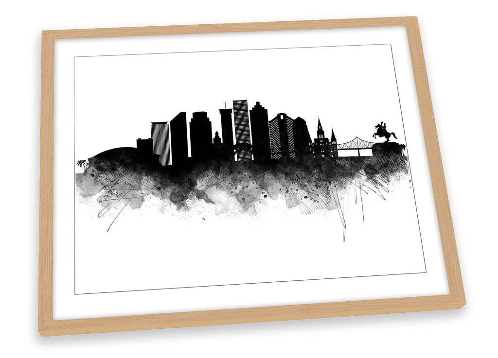 New Orleans Abstract City Skyline Black Framed