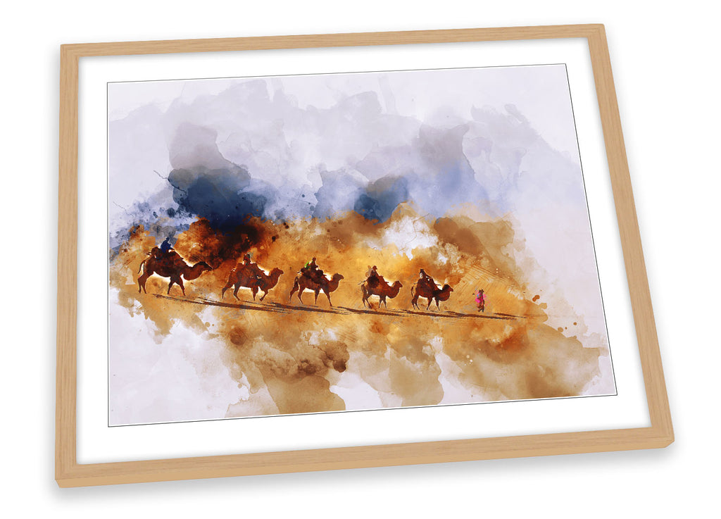 Camels Desert Abstract Egypt Framed