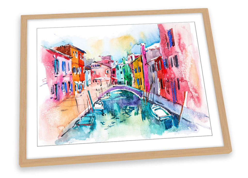 Venice Italy Modern Multi-Coloured Framed