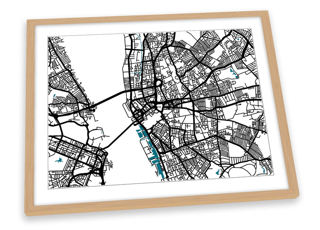 Liverpool Map City Minimalistic Modern Framed