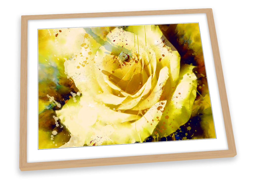 Yellow Rose Floral Abstract Framed