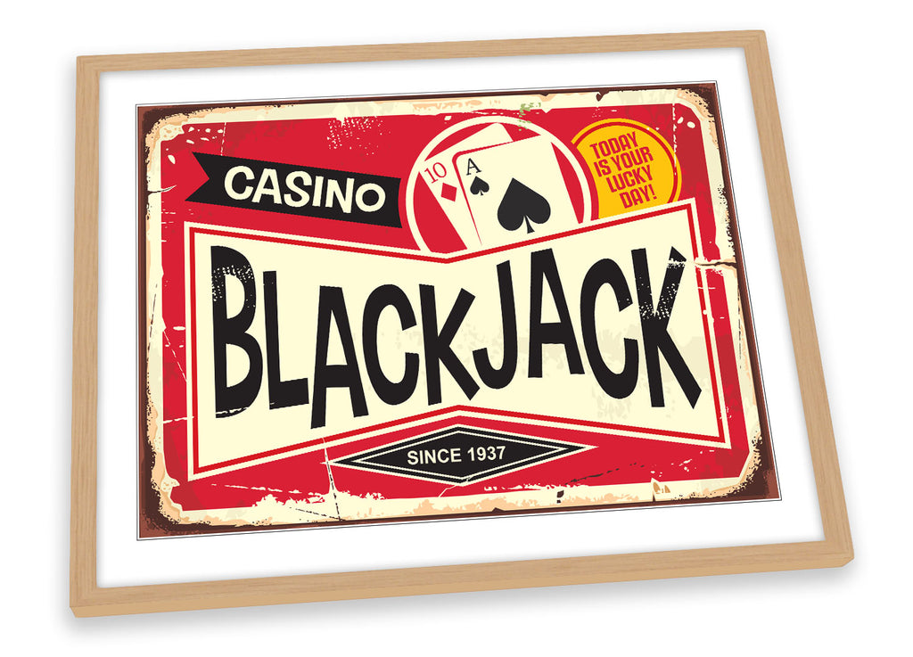 Casino Blackjack Retro Red Framed