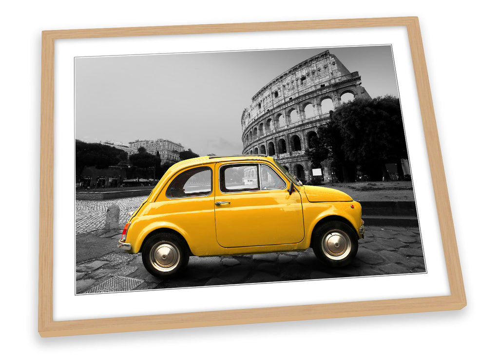 Retro Little Car Rome Yellow Framed
