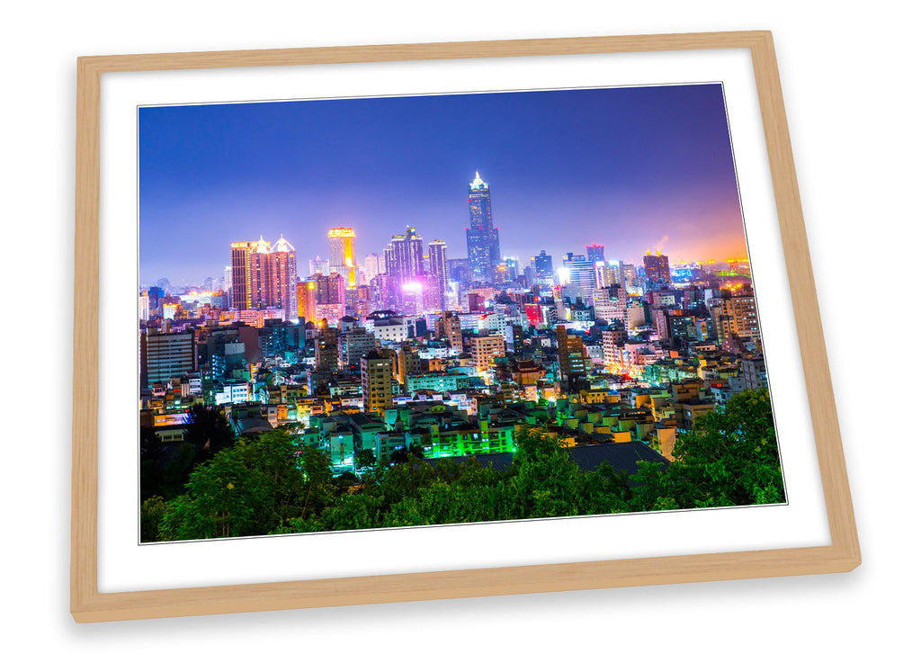 Kaohsiung City Taiwan Skyline Framed