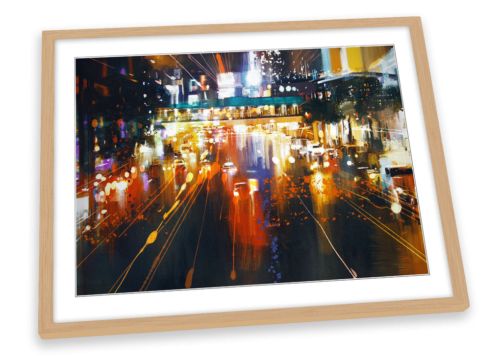 City Life Streets Car Traffic Multi-Coloured Framed