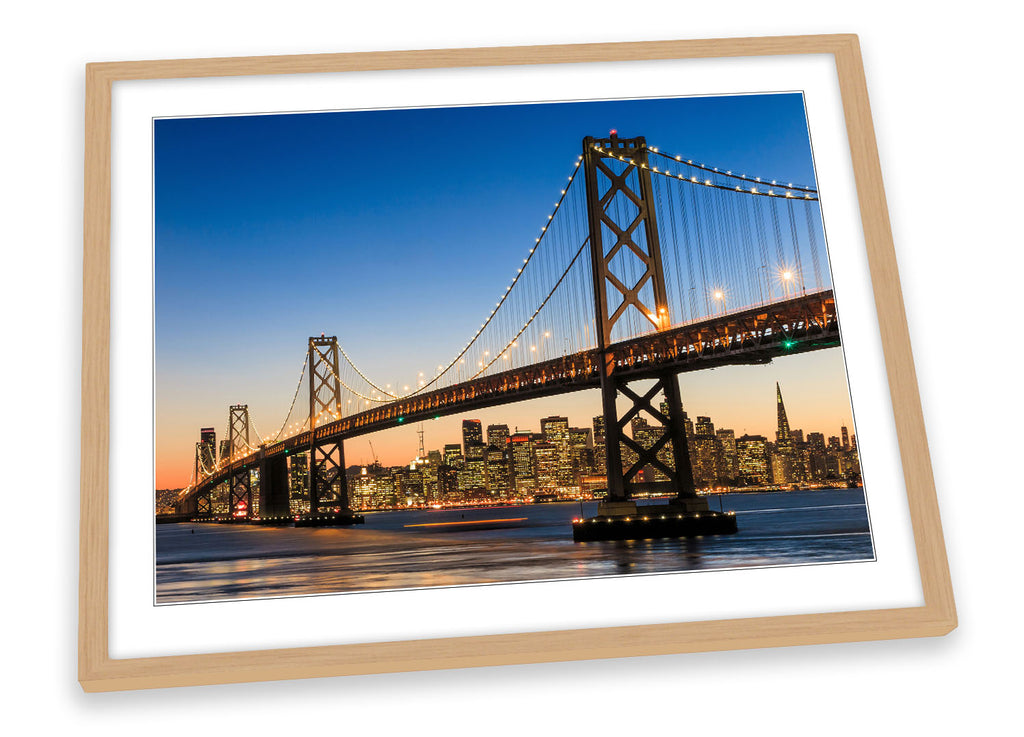 San Francisco Bay Bridge Blue Framed