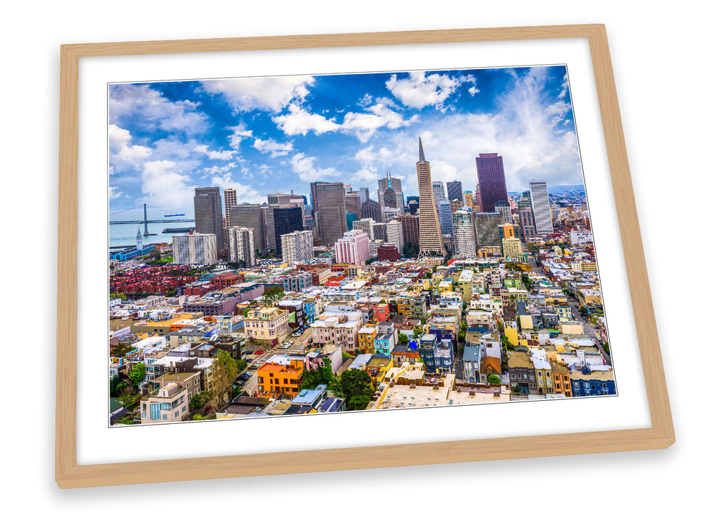 San Francisco Skyline City Multi-Coloured Framed
