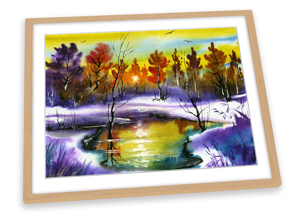 Winter Landscape Repro Multi-Coloured Framed