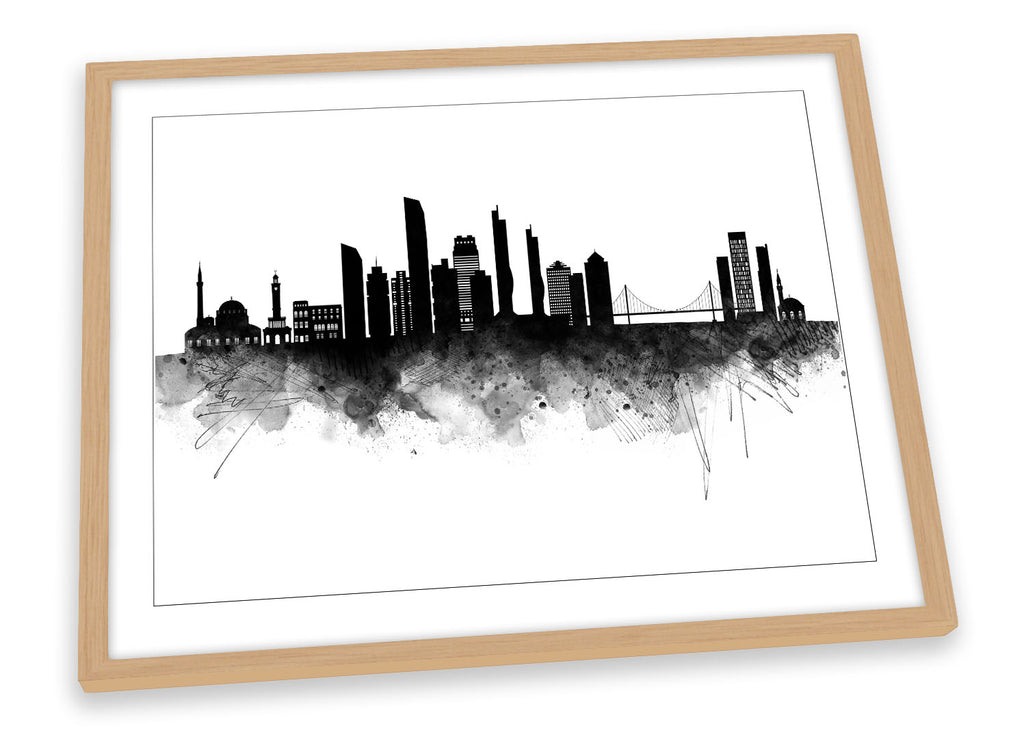 Izmir Abstract City Skyline Black Framed