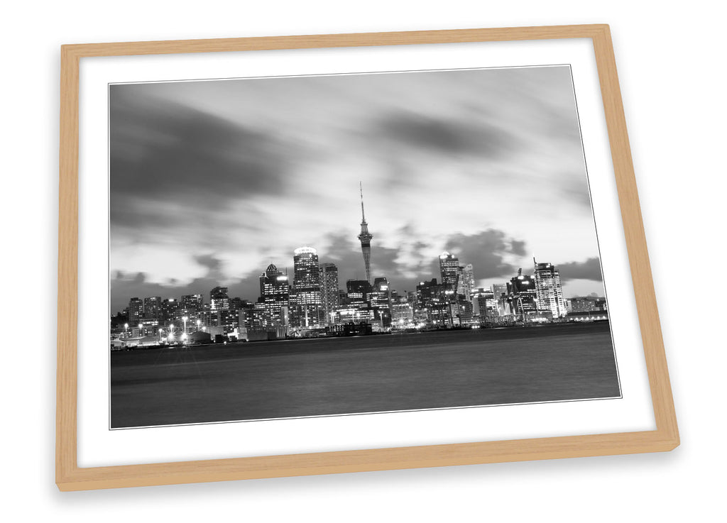 Auckland New Zealand Skyline B&W Framed