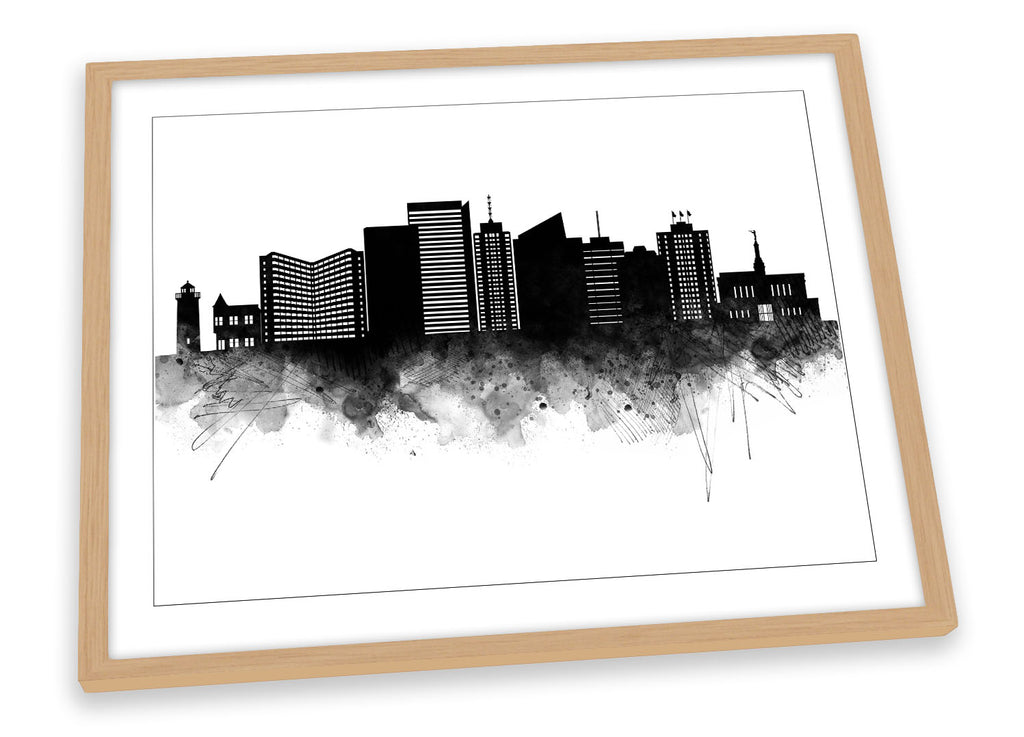 Anchorage Abstract City Skyline Black Framed