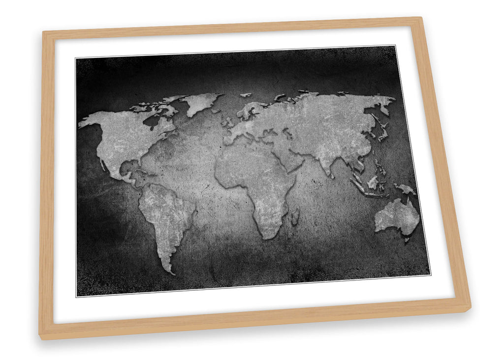 Map of the World B&W Framed