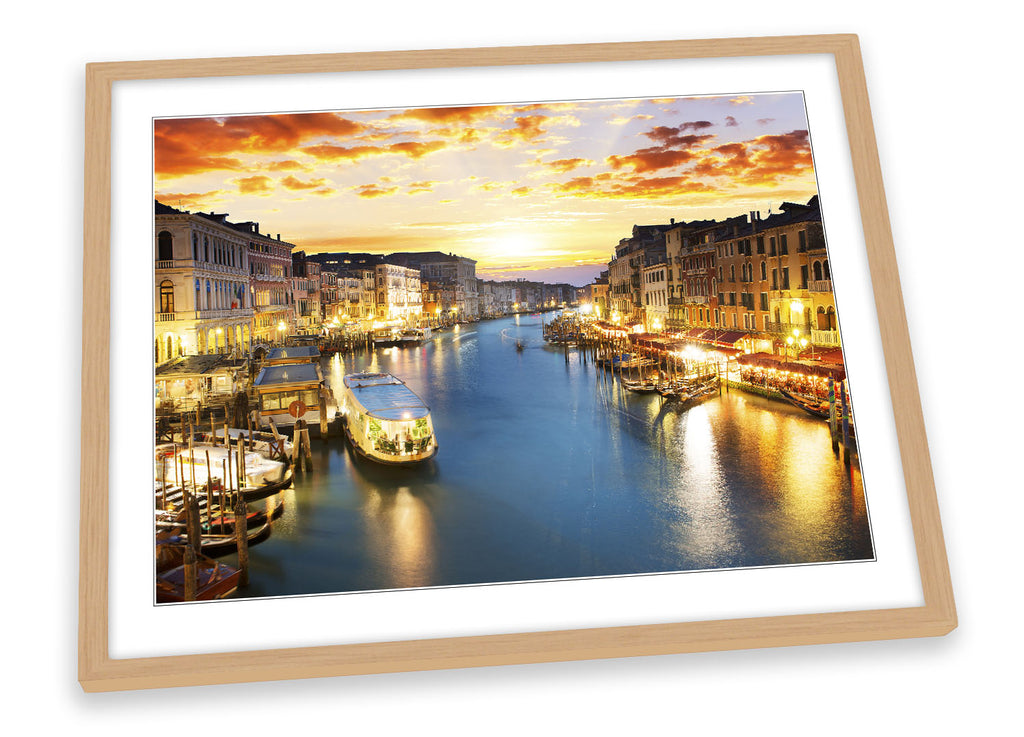 Venice Canal Italy Sunset Framed