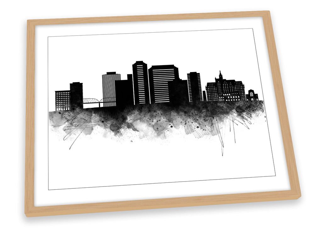 Saskatoon Abstract City Skyline Black Framed
