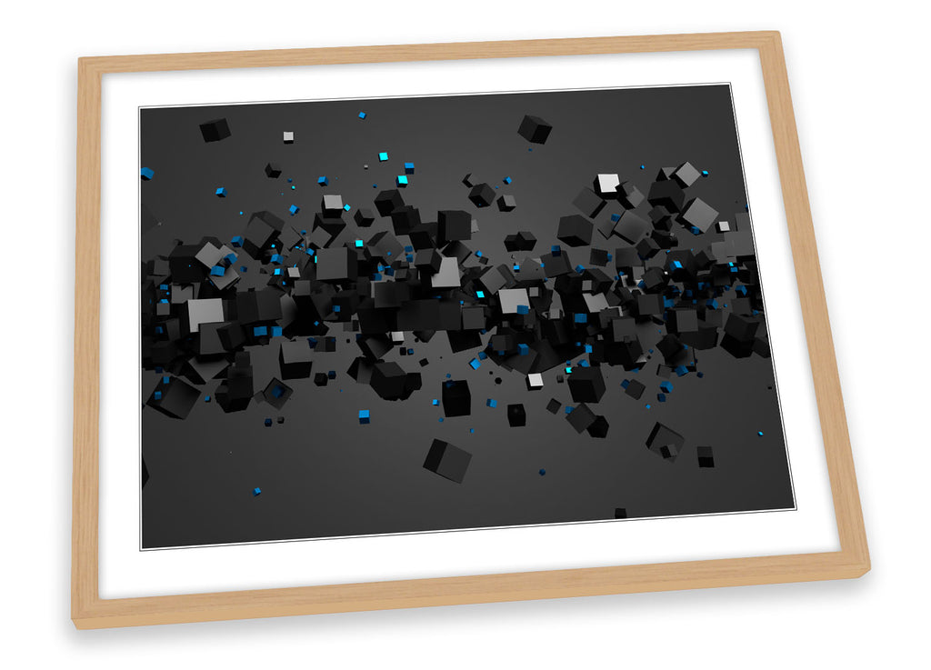 Abstract Cube Pixel Explosion Framed