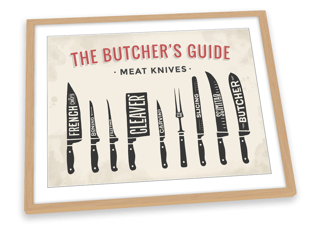 Butcher Meat Knives Kitchen Framed
