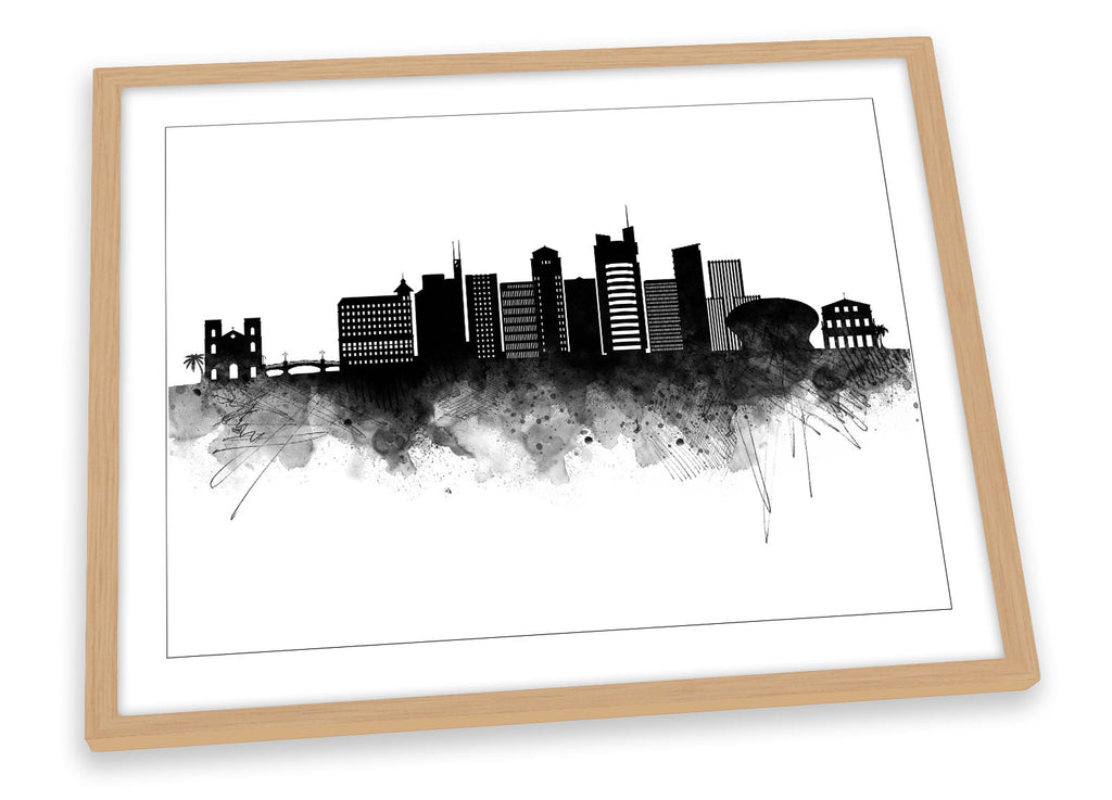 Port Louis Abstract City Skyline Black Framed