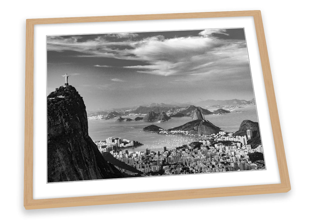 Rio Janeiro Brazil Skyline City B&W Framed