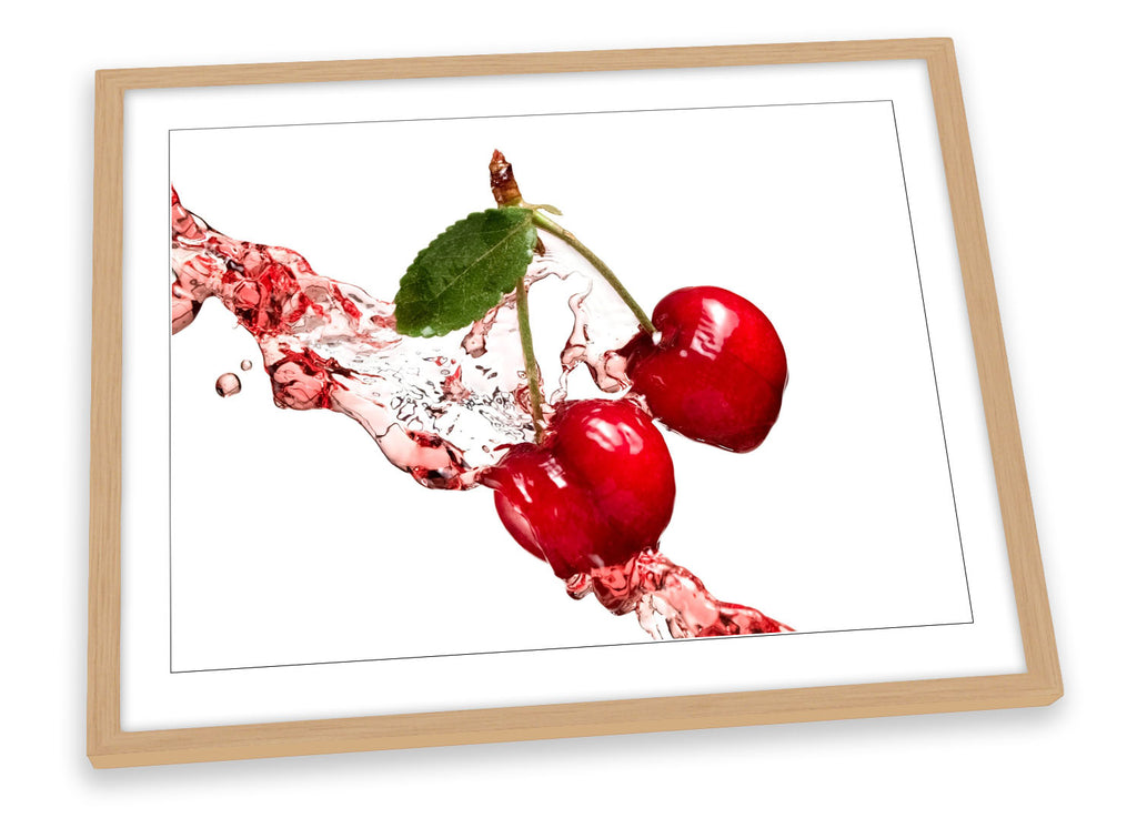 Red Cherry Fruit Splash Kitchen Framed