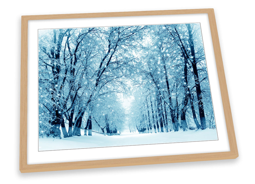 Winter Forest Blue Landscape Framed