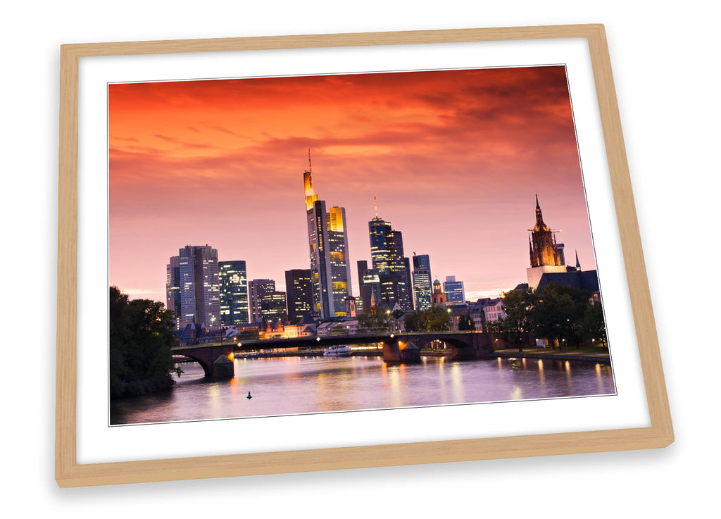 Frankfurt Skyline Sunset Framed