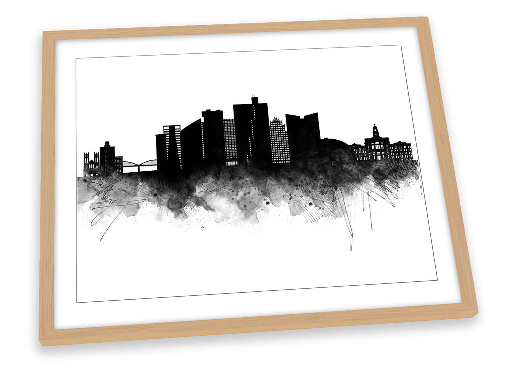 Forth Worth Abstract City Skyline Black Framed