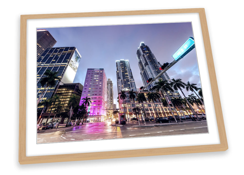 Miami Downtown City Multi-Coloured Framed