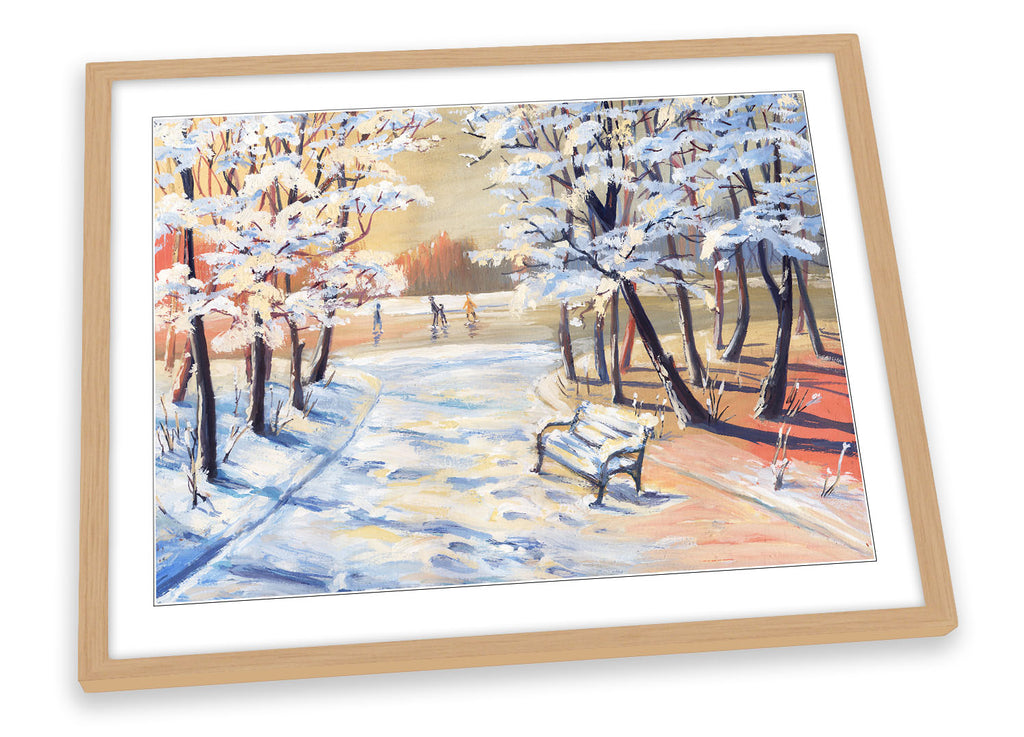 Winter Landscape Park Multi-Coloured Framed