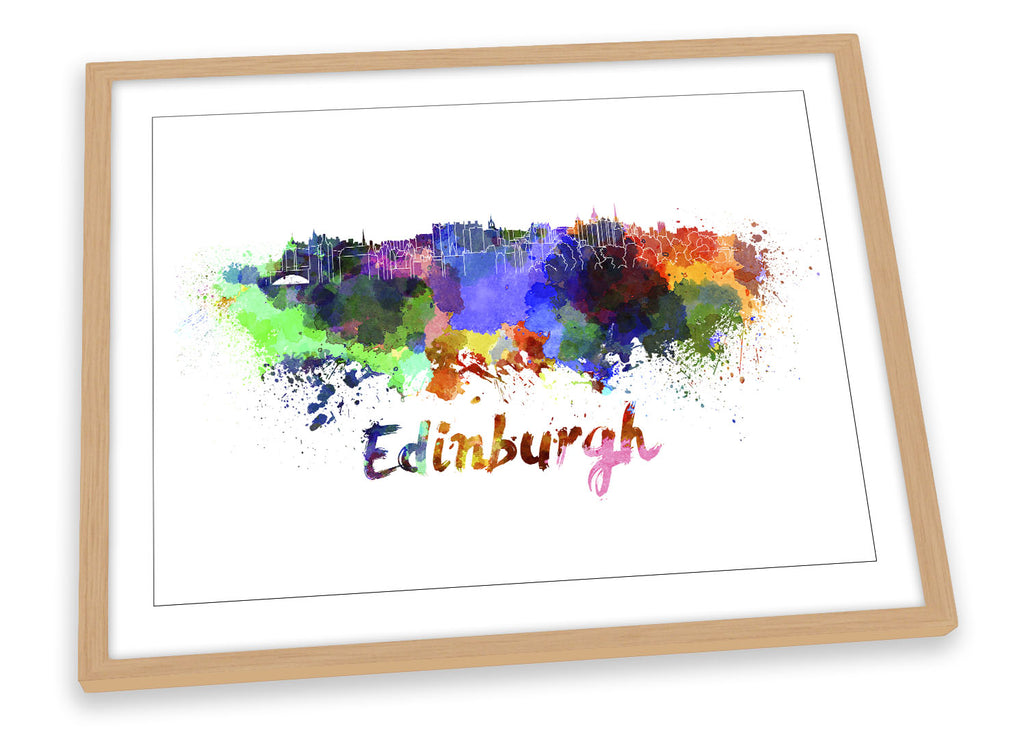 Edinburgh Watercolour Skyline Framed