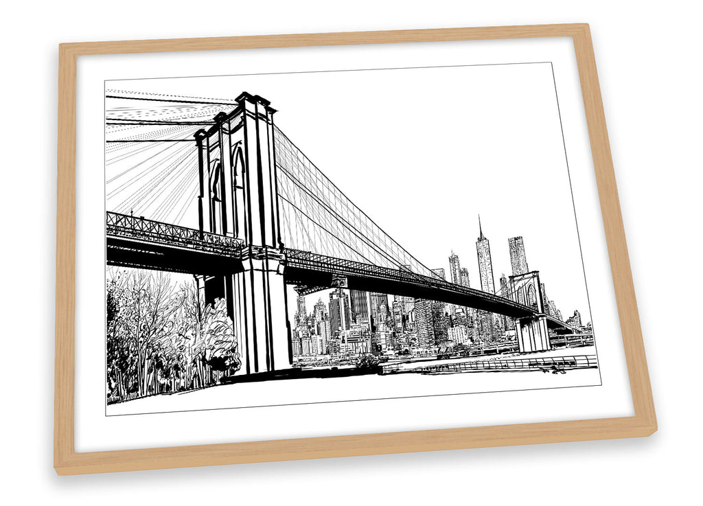 Brooklyn Bridge New York Black & White Framed