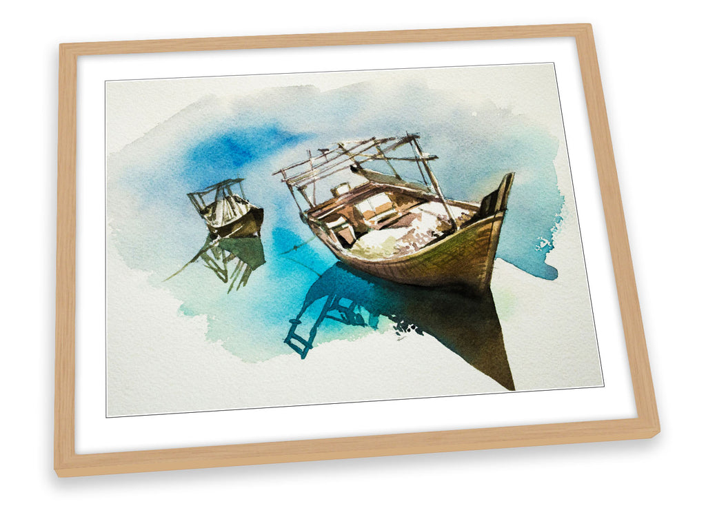 Longboat Watercolour Framed