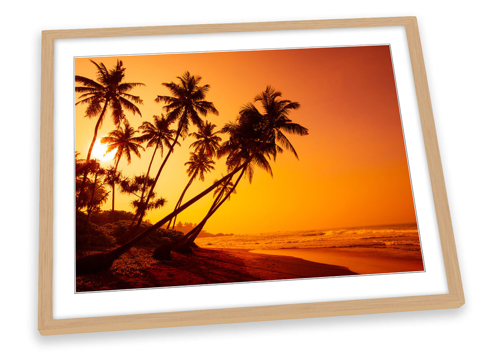Paradise Beach Sunset Orange Framed