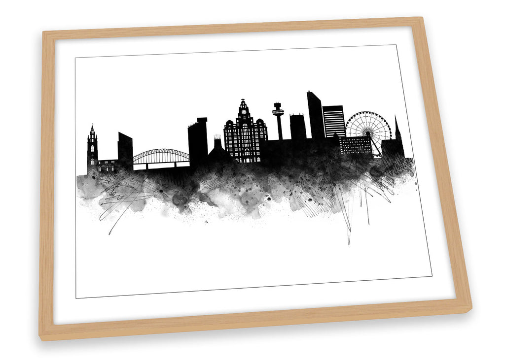 Liverpool Abstract City Skyline Black Framed