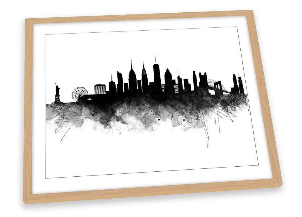 New York Abstract City Skyline Black Framed