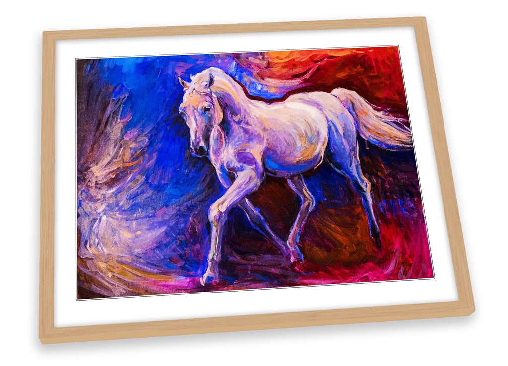 Horse Modern Multi-Coloured Framed