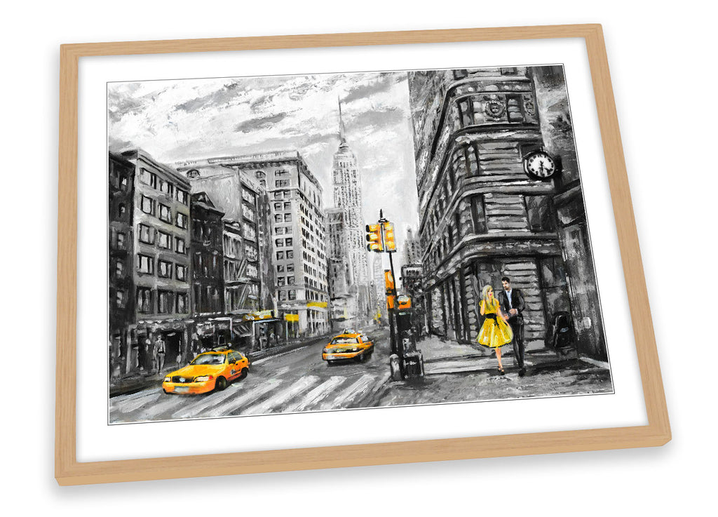 New York City Taxi Cabs Grey Framed