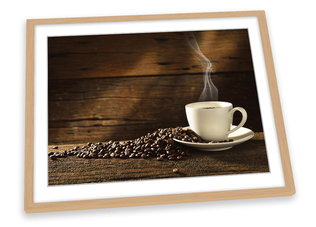 Coffee Cup Beans Kitchen Framed