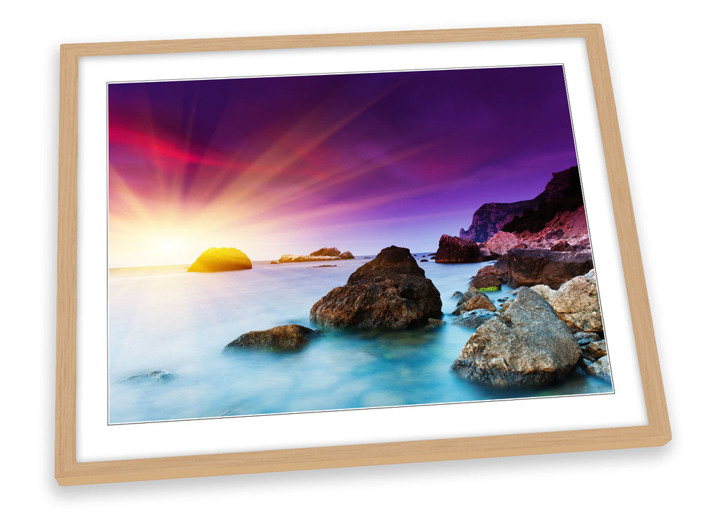 Sunset Seascape Beach Scene Framed