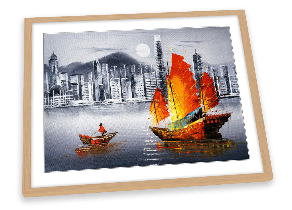 Hong Kong Boat City Repro Framed