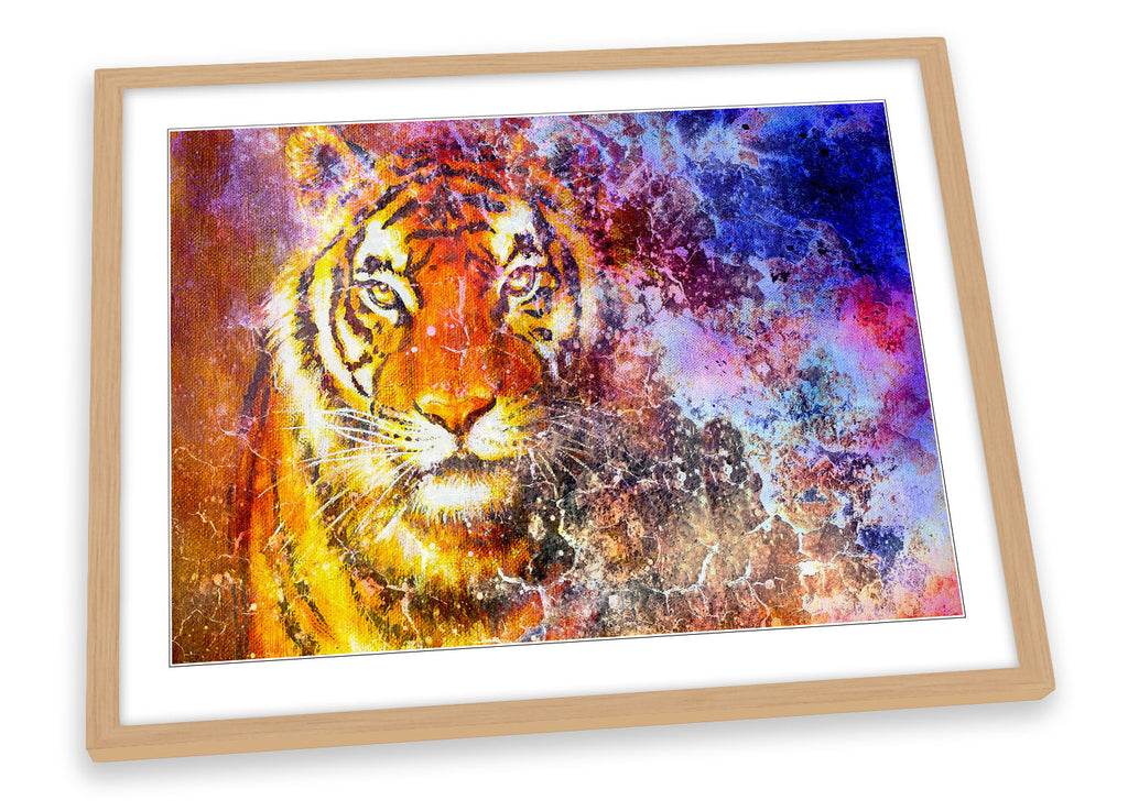 Tiger Distressed Paint Repro Framed