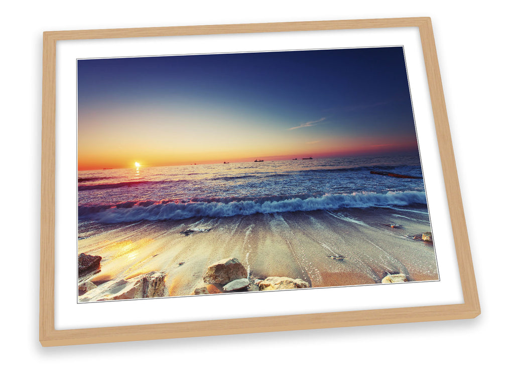 Sunrise Seascape Beach Sunset Framed