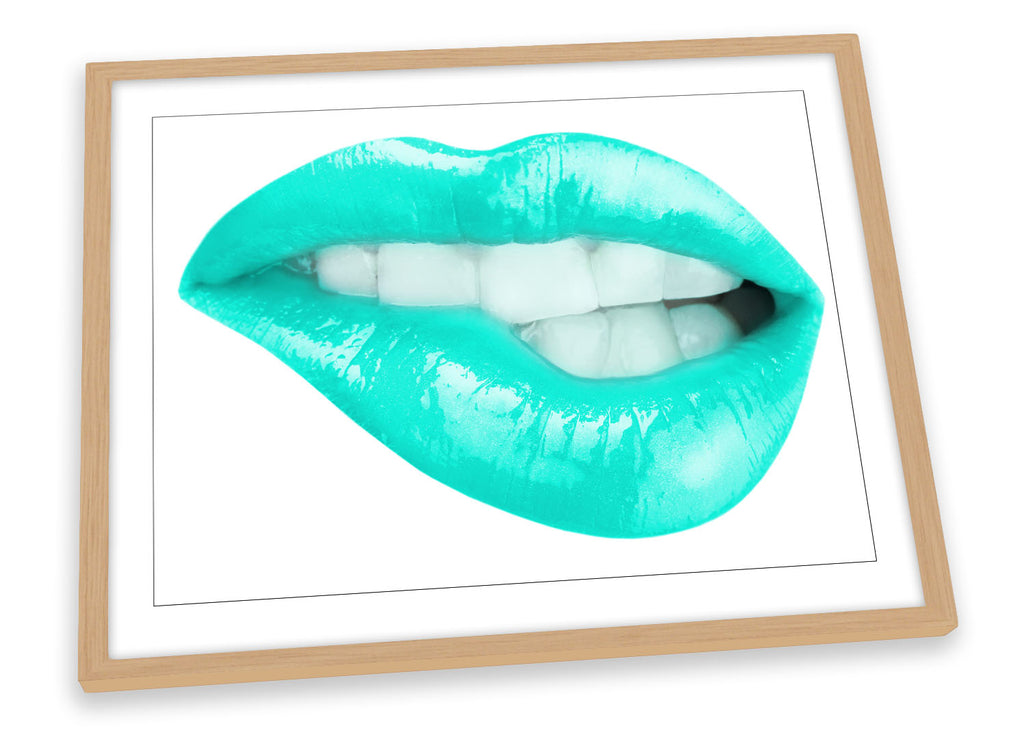 Lips Bite Lipstick Turquoise Framed