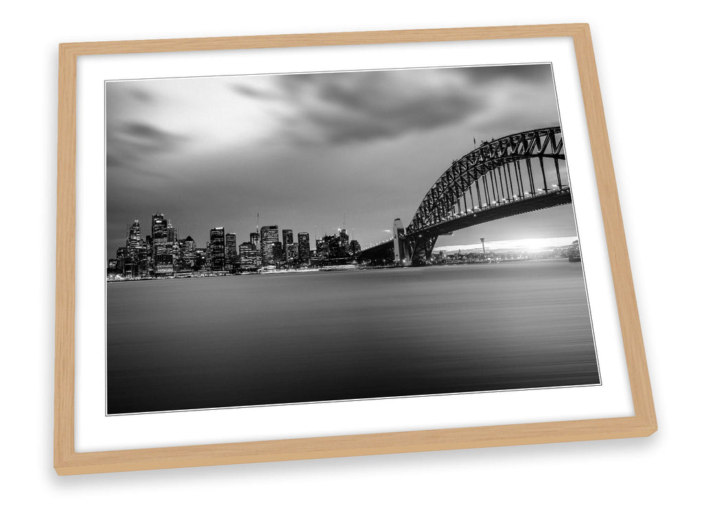 Sunset Sydney Harbour Skyline B&W Framed