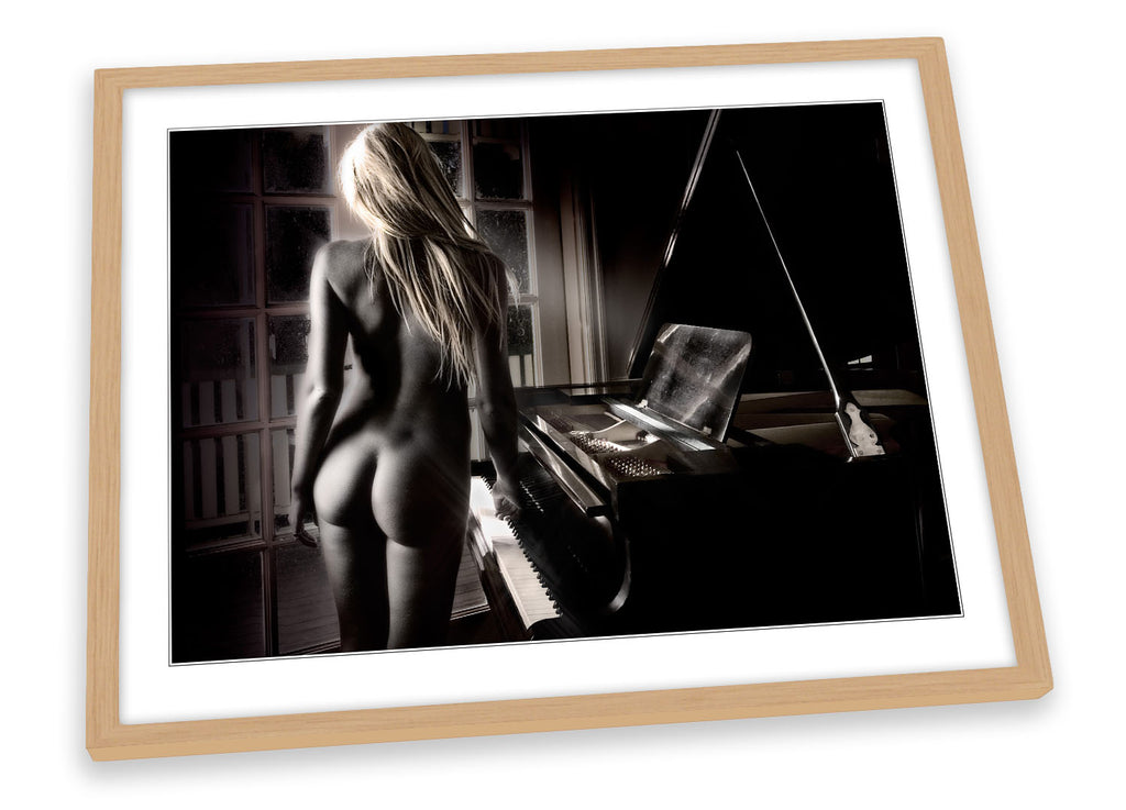 Sexy Nude Piano Lady Framed