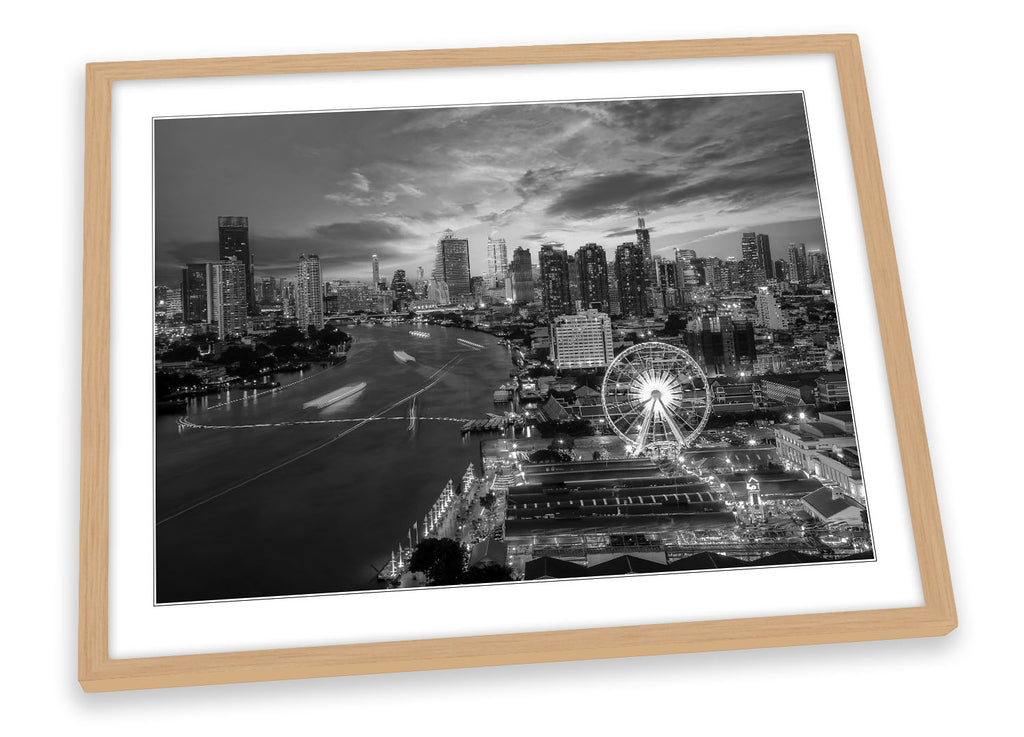 Bangkok Thailand Skyline B&W Framed