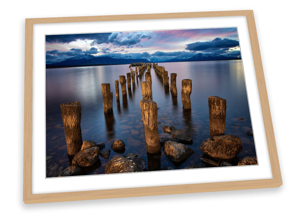 Sunset Pier Jetty Lake Framed