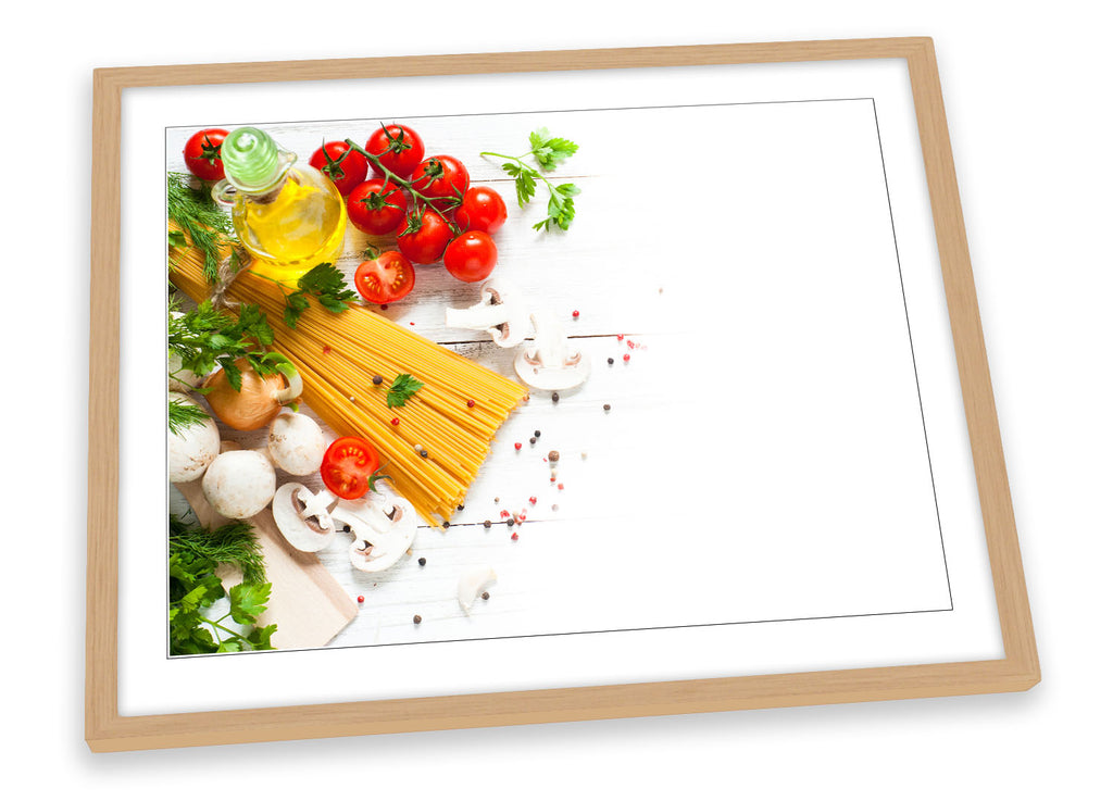 Ingredients Italian Pasta Kitchen White Framed