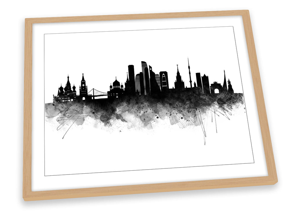 Moscow Abstract City Skyline Black Framed